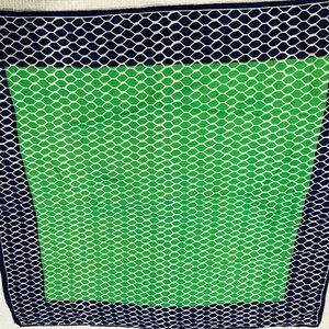 Vintage Vera Neumann Silk Scarf - navy blue and green